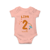Celebrate The 2nd Month Birthday Custom Romper, Personalized with your Baby's name - PEACH - 0 - 3 Months Old (Chest 16")