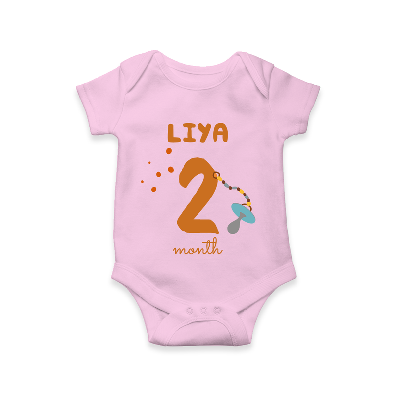 Celebrate The 2nd Month Birthday Custom Romper, Personalized with your Baby's name - PINK - 0 - 3 Months Old (Chest 16")