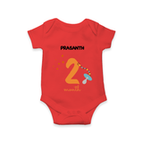 Celebrate Your Baby's Second Month With Our Uniquely Customized Baby Romper, Designed For Precious Moments - RED - 0 - 3 Months Old (Chest 16")