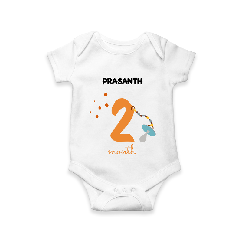 Celebrate Your Baby's Second Month With Our Uniquely Customized Baby Romper, Designed For Precious Moments - WHITE - 0 - 3 Months Old (Chest 16")