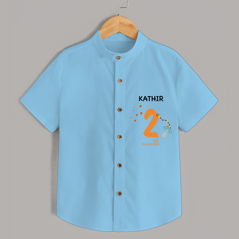 Celebrate The 2nd Month Birthday with Custom Shirt, Personalized with your Baby's name - SKY BLUE - 0 - 6 Months Old (Chest 21")