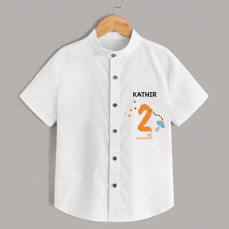 Celebrate The 2nd Month Birthday with Custom Shirt, Personalized with your Baby's name - WHITE - 0 - 6 Months Old (Chest 21")