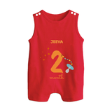 Celebrate Your Baby's Second Month With Our Uniquely Customized Baby Romper Suit, Designed For Precious Moments - RED - 0 - 5 Months Old (Chest 18")