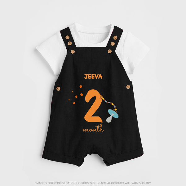 Celebrate Your Baby's Second Month With Our Uniquely Customized Baby Dungaree Set, Designed For Precious Moments - BLACK - 0 - 5 Months Old (Chest 18")