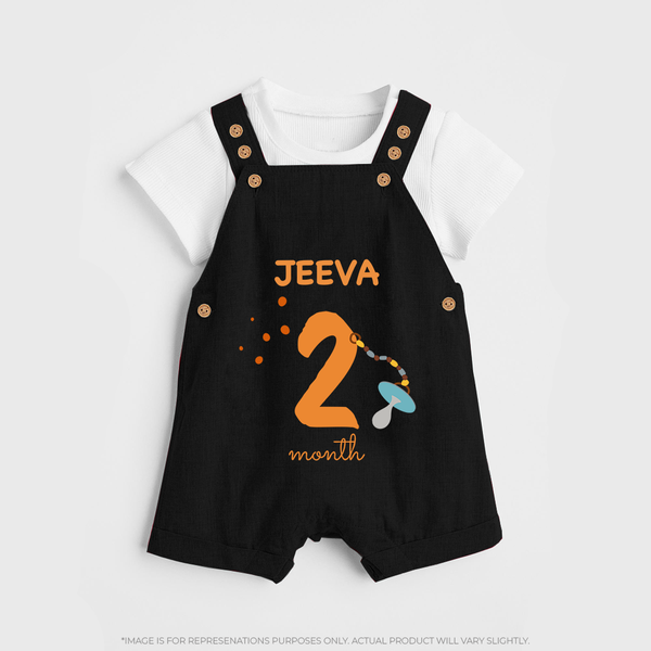 2 Month Old Baby Clothing | Custom Dungaree Set Design | Ideal for Gifting - BLACK - 0 - 5 Months Old (Chest 18")