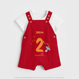 Celebrate Your Baby's Second Month With Our Uniquely Customized Baby Dungaree Set, Designed For Precious Moments - RED - 0 - 5 Months Old (Chest 18")