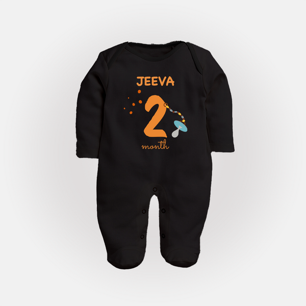 2 Month Old Baby Clothing | Custom Full Sleeve Bodysuit/ Sleep Suit/ Jumpsuit Design | Ideal for Gifting - BLACK - New Born (Chest 7.5")