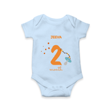 Celebrate Your Baby's Second Month With Our Uniquely Customized Baby Romper, Designed For Precious Moments - BABY BLUE - 0 - 3 Months Old (Chest 16")