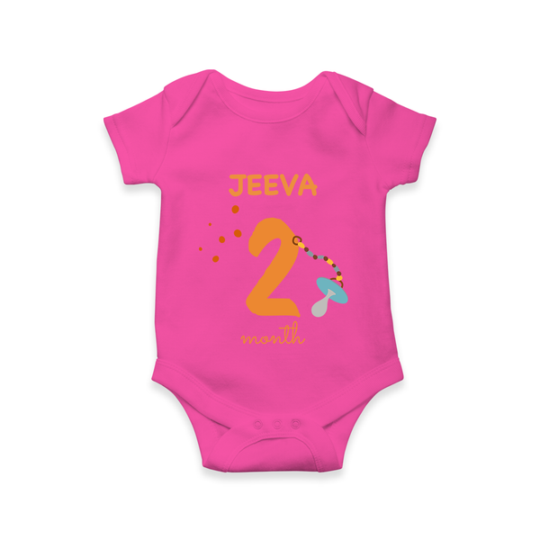 2 Month Old Baby Clothing | Custom Romper/Onesie Design | Ideal for Gifting - HOT PINK - New Born (Chest 14")