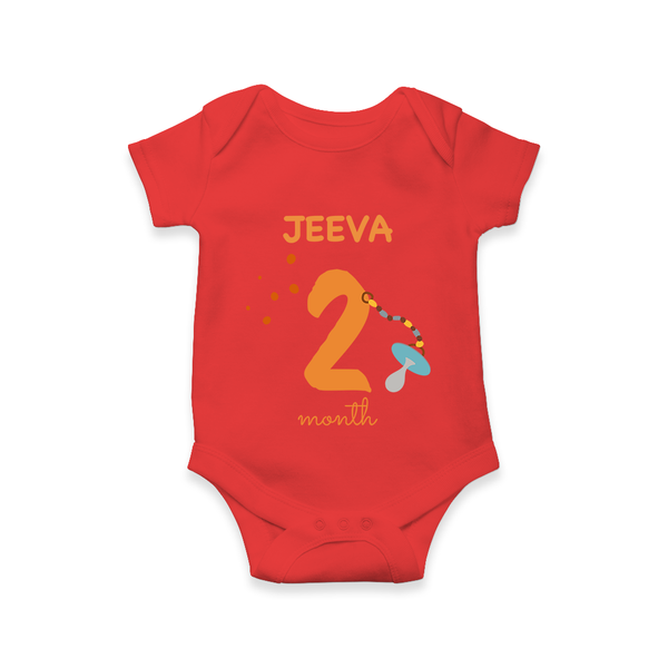 2 Month Old Baby Clothing | Custom Romper/Onesie Design | Ideal for Gifting - RED - New Born (Chest 14")