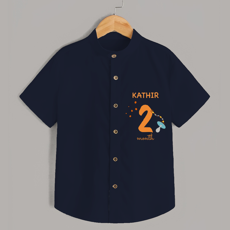 Celebrate The 2nd Month Birthday with Custom Shirt, Personalized with your Baby's name - NAVY BLUE - 0 - 6 Months Old (Chest 21")