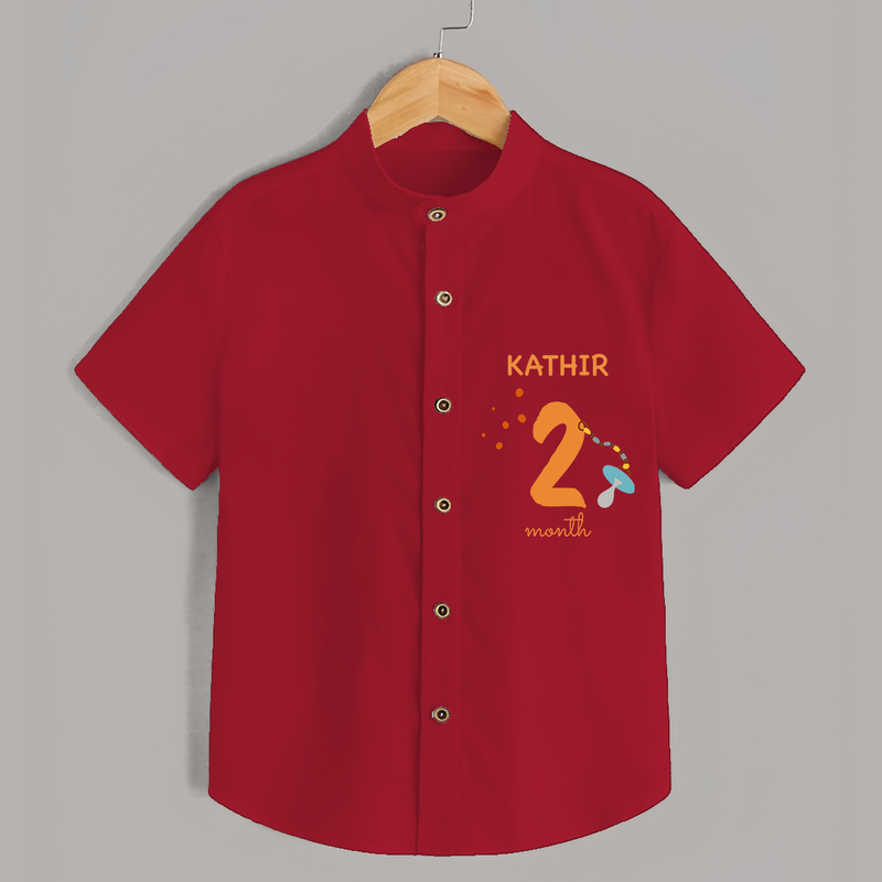 Celebrate The 2nd Month Birthday with Custom Shirt, Personalized with your Baby's name - RED - 0 - 6 Months Old (Chest 21")