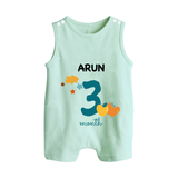3 Month Old Baby Clothing | Custom Romper Suit/ Sleeveless Romper Design | Ideal for Gifting - MINT GREEN - 0 - 5 Months Old (Chest 18")