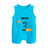 3 Month Old Baby Clothing | Custom Romper Suit/ Sleeveless Romper Design | Ideal for Gifting - SKY BLUE - 0 - 5 Months Old (Chest 18")