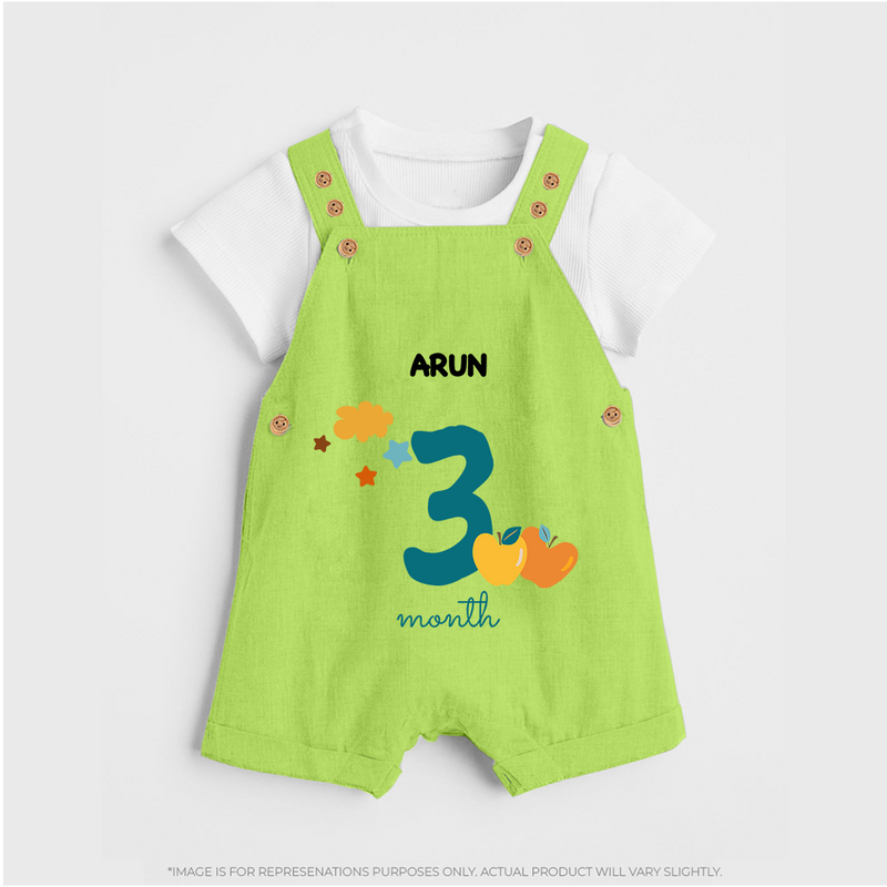 Celebrate Your Baby's Third Month With Our Uniquely Customized Baby Dungaree Set, Designed For Precious Moments - GREEN - 0 - 5 Months Old (Chest 18")