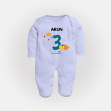 3 Month Old Baby Clothing | Custom Full Sleeve Bodysuit/ Sleep Suit/ Jumpsuit Design | Ideal for Gifting - BABY BLUE - New Born (Chest 7.5")