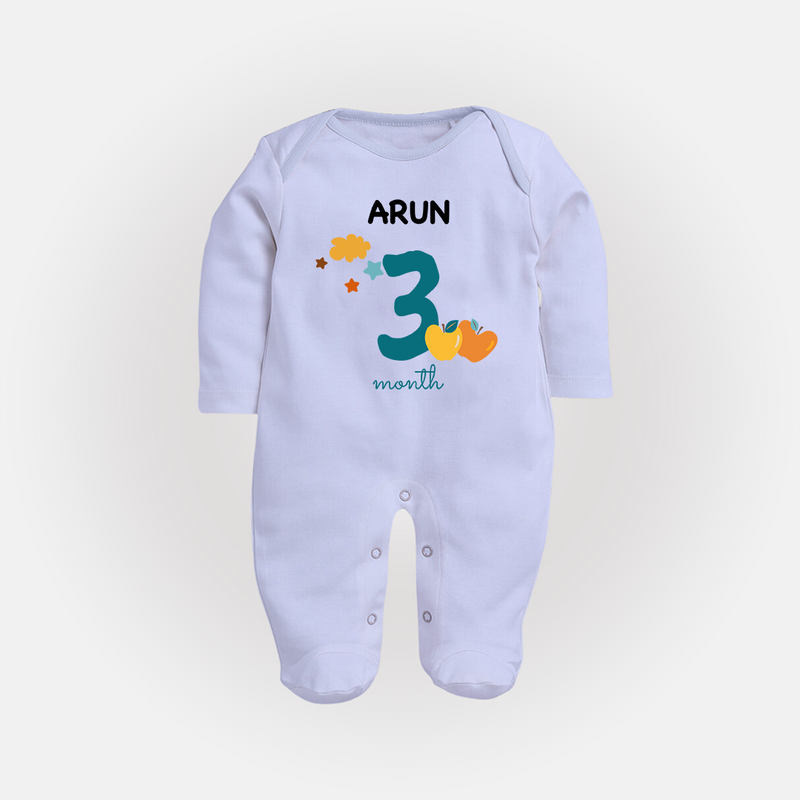 3 Month Old Baby Clothing | Custom Full Sleeve Bodysuit/ Sleep Suit/ Jumpsuit Design | Ideal for Gifting - BABY BLUE - New Born (Chest 7.5")