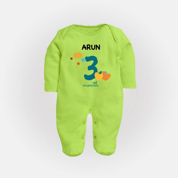 3 Month Old Baby Clothing | Custom Full Sleeve Bodysuit/ Sleep Suit/ Jumpsuit Design | Ideal for Gifting - LIME GREEN - New Born (Chest 7.5")