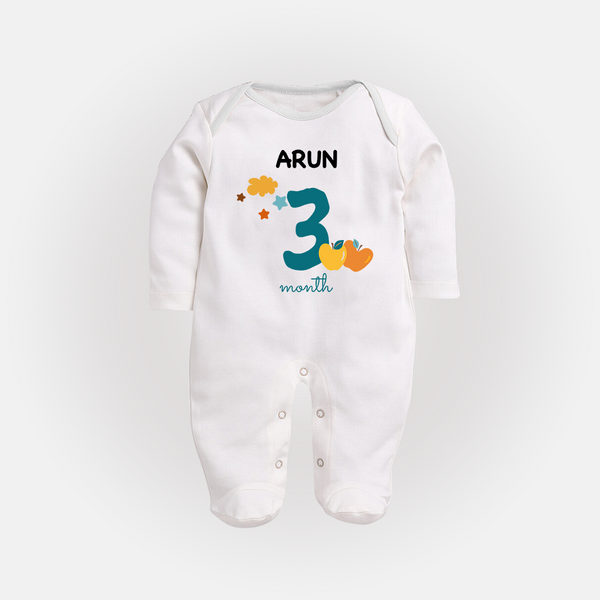 3 Month Old Baby Clothing | Custom Full Sleeve Bodysuit/ Sleep Suit/ Jumpsuit Design | Ideal for Gifting - WHITE - New Born (Chest 7.5")
