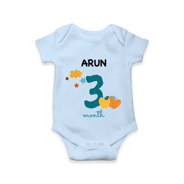 3 Month Old Baby Clothing | Custom Romper/Onesie Design | Ideal for Gifting - BABY BLUE - New Born (Chest 14")