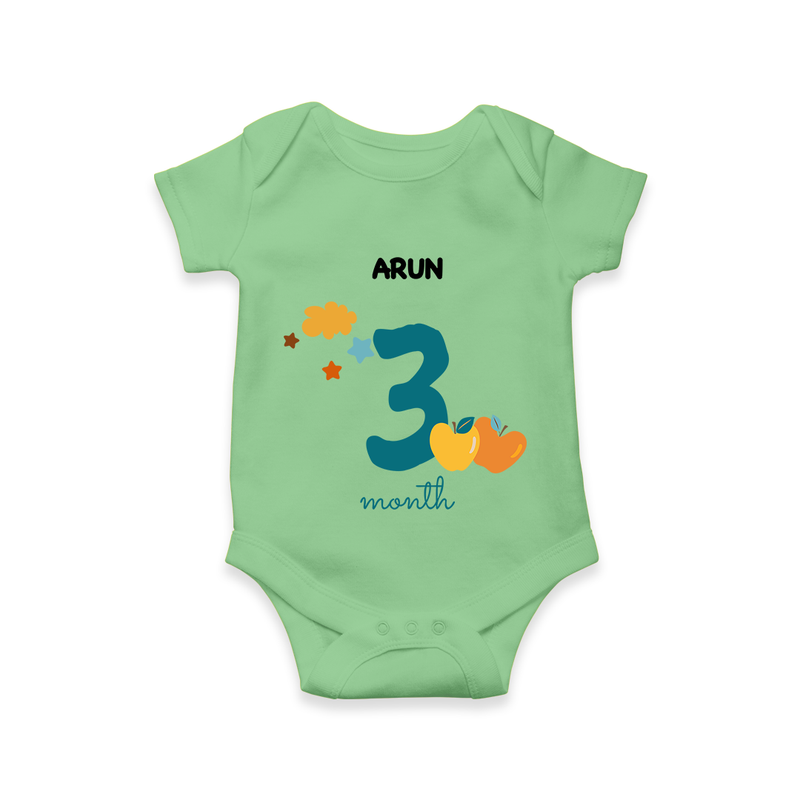 Celebrate Your Baby's Third Month With Our Uniquely Customized Baby Romper, Designed For Precious Moments - GREEN - 0 - 3 Months Old (Chest 16")