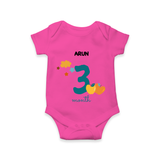 Celebrate Your Baby's Third Month With Our Uniquely Customized Baby Romper, Designed For Precious Moments - HOT PINK - 0 - 3 Months Old (Chest 16")