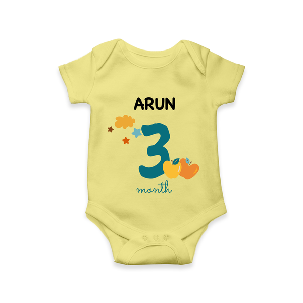 3 Month Old Baby Clothing | Custom Romper/Onesie Design | Ideal for Gifting - PASTEL YELLOW - New Born (Chest 14")