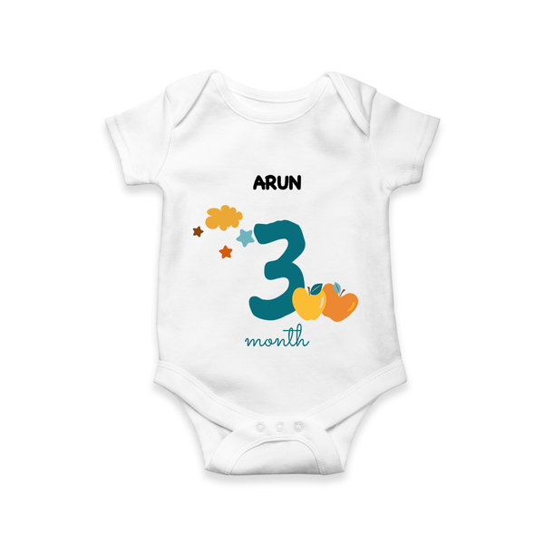 Celebrate Your Baby's Third Month With Our Uniquely Customized Baby Romper, Designed For Precious Moments - WHITE - 0 - 3 Months Old (Chest 16")