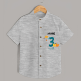 Celebrate The 3rd Month Birthday with Custom Shirt, Personalized with your Baby's name - GREY MELANGE - 0 - 6 Months Old (Chest 21")