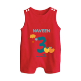 3 Month Old Baby Clothing | Custom Romper Suit/ Sleeveless Romper Design | Ideal for Gifting - RED - 0 - 5 Months Old (Chest 18")