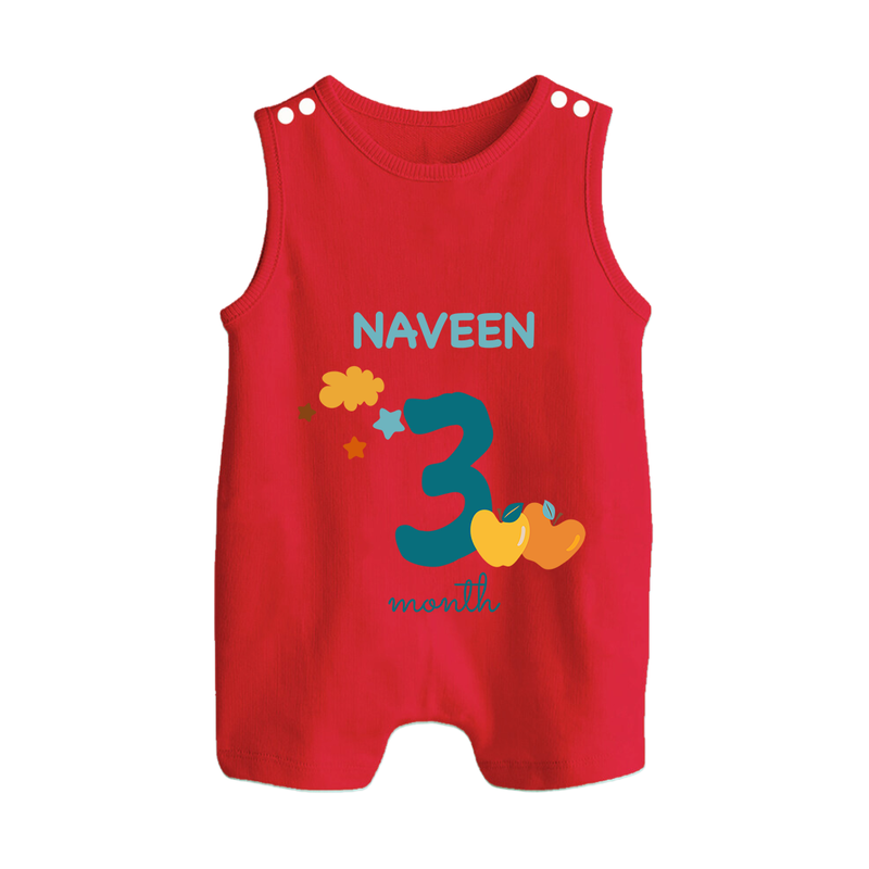 3 Month Old Baby Clothing | Custom Romper Suit/ Sleeveless Romper Design | Ideal for Gifting - RED - 0 - 5 Months Old (Chest 18")