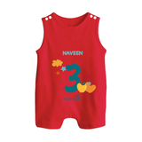 Celebrate Your Baby's Third Month With Our Uniquely Customized Baby Romper Suit, Designed For Precious Moments - RED - 0 - 5 Months Old (Chest 18")