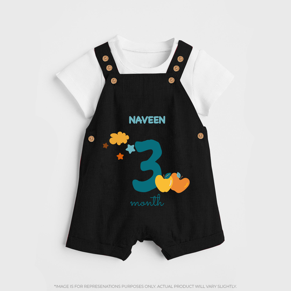 Celebrate Your Baby's Third Month With Our Uniquely Customized Baby Dungaree Set, Designed For Precious Moments - BLACK - 0 - 5 Months Old (Chest 18")