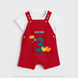 Celebrate Your Baby's Third Month With Our Uniquely Customized Baby Dungaree Set, Designed For Precious Moments - RED - 0 - 5 Months Old (Chest 18")