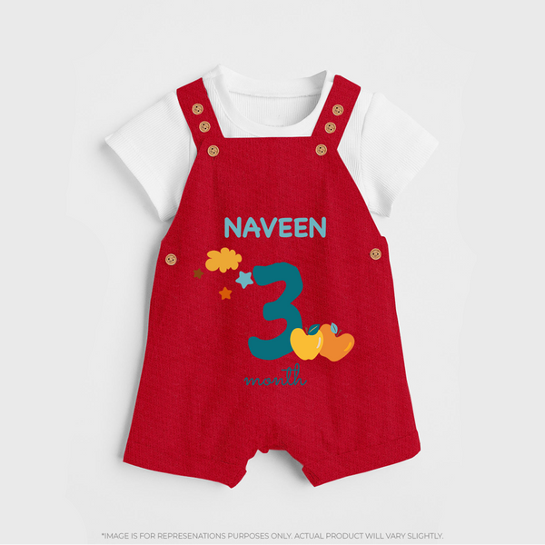 3 Month Old Baby Clothing | Custom Dungaree Set Design | Ideal for Gifting - RED - 0 - 5 Months Old (Chest 18")