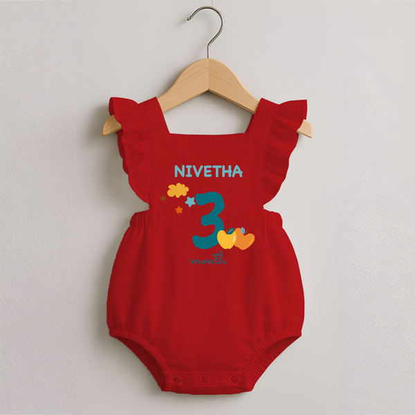 3 Month Old Baby Clothing | Custom Romper Frock Design | Ideal for Gifting - RED - 0 - 3 Months Old (Chest 19")