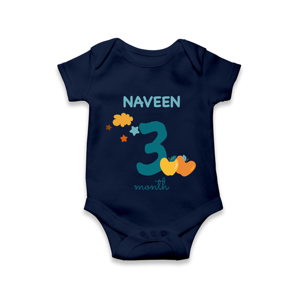 3 Month Old Baby Clothing | Custom Romper/Onesie Design | Ideal for Gifting - NAVY BLUE - New Born (Chest 14")