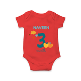 3 Month Old Baby Clothing | Custom Romper/Onesie Design | Ideal for Gifting - RED - New Born (Chest 14")