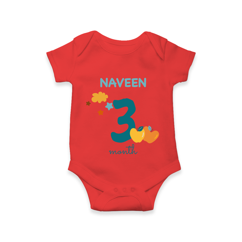 3 Month Old Baby Clothing | Custom Romper/Onesie Design | Ideal for Gifting - RED - New Born (Chest 14")