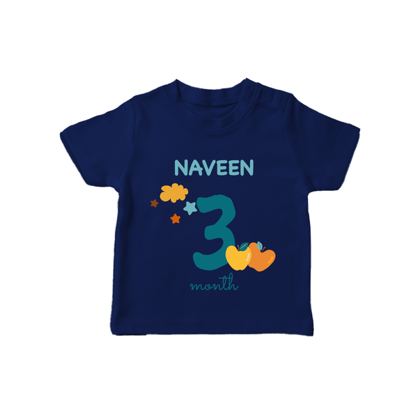 3 Month Old Baby Clothing | Custom T-Shirt Design | Ideal for Gifting - NAVY BLUE - 0-5 Months Old (Chest 17")