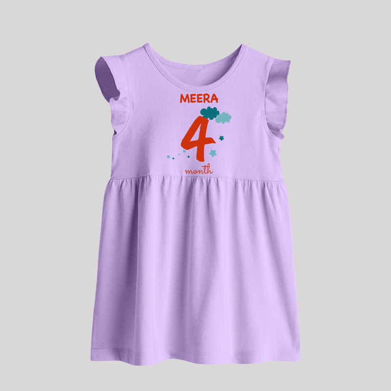 4 Month Old Baby Clothing | Custom Baby Frock Design | Ideal for Gifting - LILAC - 0 - 3 Months Old (Chest 17")
