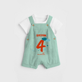 Celebrate The 4th Month Birthday Custom Dungaree, Personalized with your Baby's name - LIGHT GREEN - 0 - 5 Months Old (Chest 17")