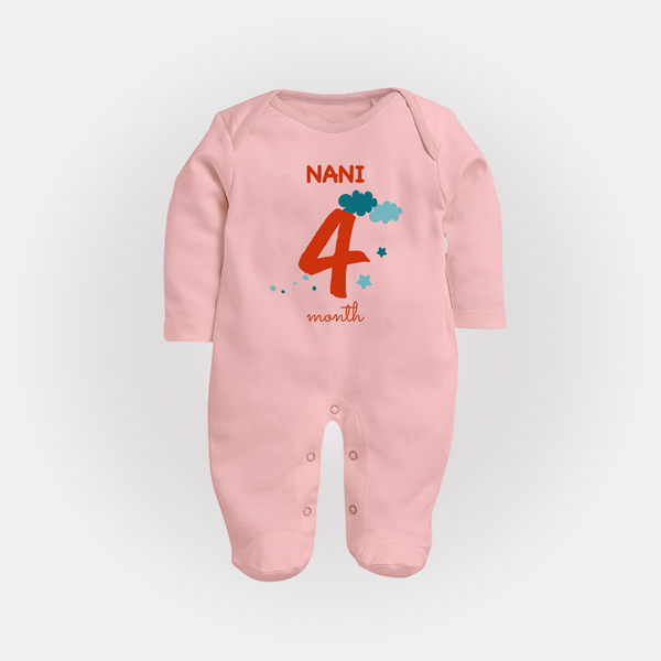 4 Month Old Baby Clothing | Custom Full Sleeve Bodysuit/ Sleep Suit/ Jumpsuit Design | Ideal for Gifting - BABY PINK - New Born (Chest 7.5")