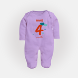 4 Month Old Baby Clothing | Custom Full Sleeve Bodysuit/ Sleep Suit/ Jumpsuit Design | Ideal for Gifting - LILAC - New Born (Chest 7.5")