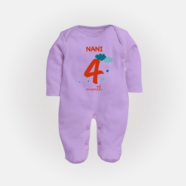 4 Month Old Baby Clothing | Custom Full Sleeve Bodysuit/ Sleep Suit/ Jumpsuit Design | Ideal for Gifting - LILAC - New Born (Chest 7.5")