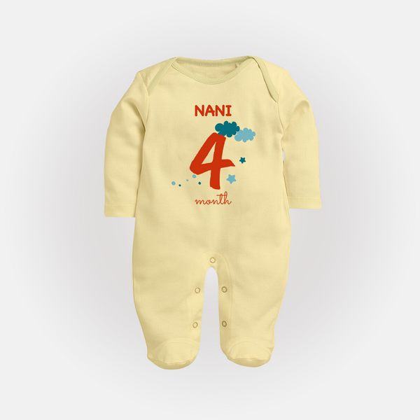 4 Month Old Baby Clothing | Custom Full Sleeve Bodysuit/ Sleep Suit/ Jumpsuit Design | Ideal for Gifting - PASTEL YELLOW - New Born (Chest 7.5")