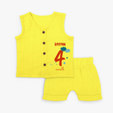 Celebrate The 4th Month Birthday Custom Jabla set, Personalized with your Baby's name - YELLOW - 0 - 3 Months Old (Chest 9.8")