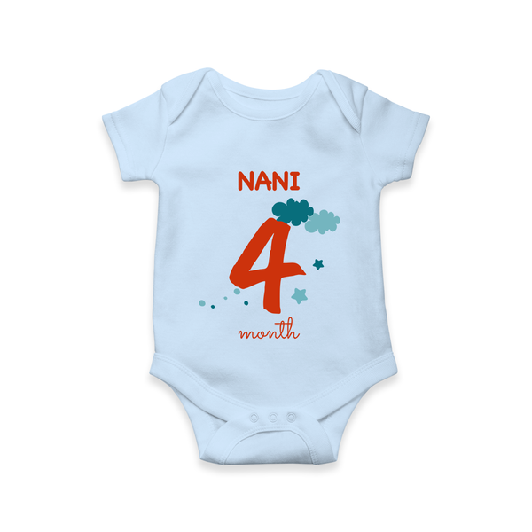 4 Month Old Baby Clothing | Custom Romper/Onesie Design | Ideal for Gifting - BABY BLUE - New Born (Chest 14")