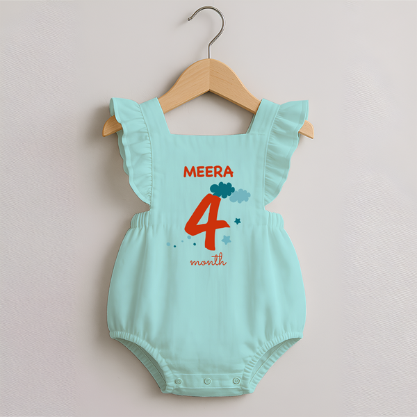 4 Month Old Baby Clothing | Custom Romper Frock Design | Ideal for Gifting - MINT GREEN - 0 - 3 Months Old (Chest 19")