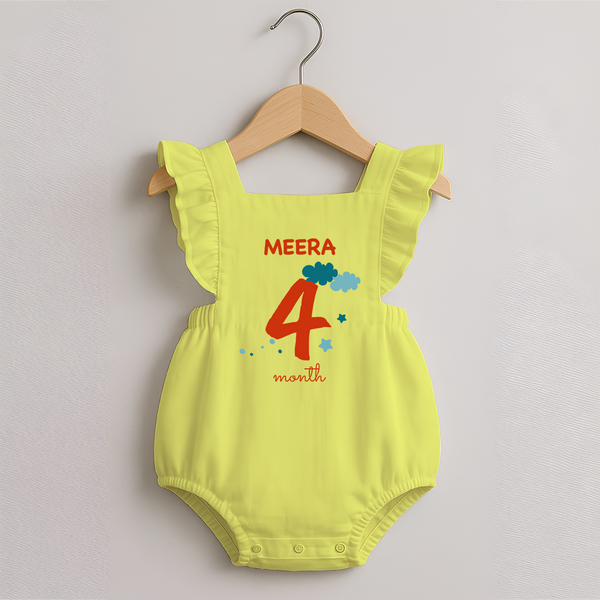 4 Month Old Baby Clothing | Custom Romper Frock Design | Ideal for Gifting - PASTEL YELLOW - 0 - 3 Months Old (Chest 19")
